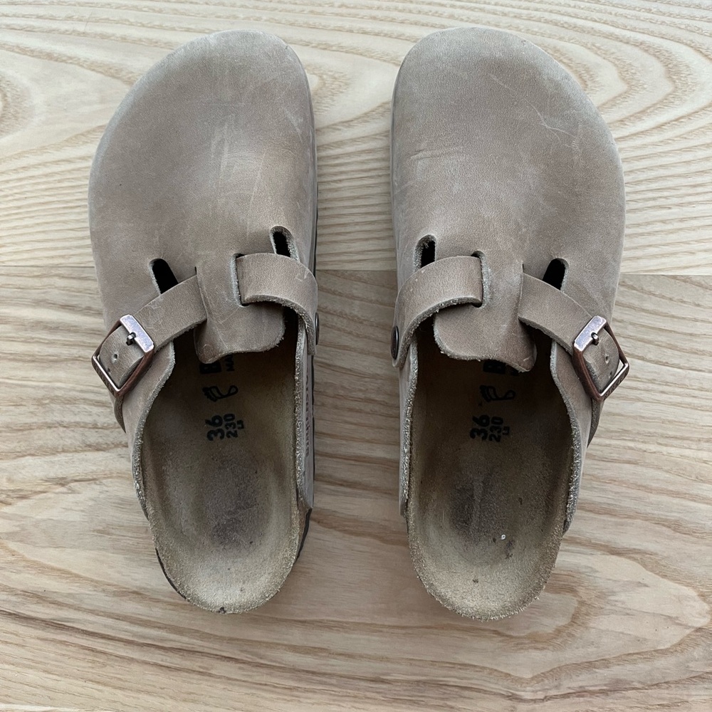 Birkenstock Boston Clog Taupe Nubuck Leather
